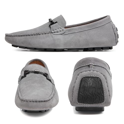 Go Tour New Mens Casual Loafers Moccasins Slip On Driving Shoes Grey 10/44 — view 5