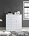 Hodedah 7 Drawer Jumbo Chest, Five Large Drawers, Two Smaller Drawers with Two Lock, Hanging Rod, and Three Shelves | White