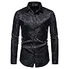 Men's T-Shirt Casual Men's Long Sleeve Shirt with Rose Print for Winter Leisure, black, L #1