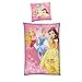 Produktbild Warme Prinzessinnen Winter Bettwäsche · Rosa Mädchenbettwäsche 135x200 80x80 cm · 2-TLG. Kinderbettwäsche Set mit Disney Motiv Belle Dornröschen Cinderella · Microfaser