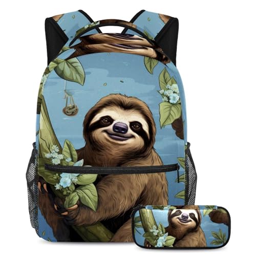 Cadeau de rentrée idéal sac à dos paresseux multicolore avec trousse fille garçon