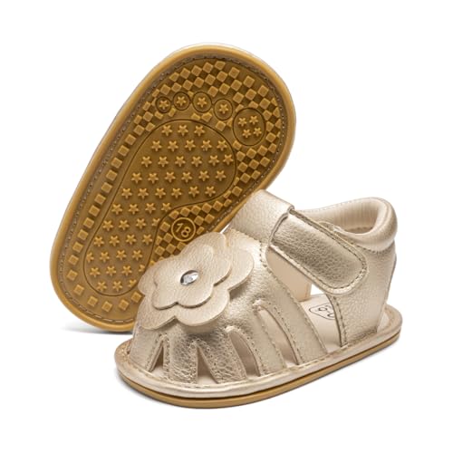Image of Babelvit Infant Baby Girl Boy Sandals Comfort Premium Summer Outdoor Casual Beach Shoes with Flower Bowknot Anti Slip Rubber Sole Newborn Toddler Prewalker First Walking Shoes