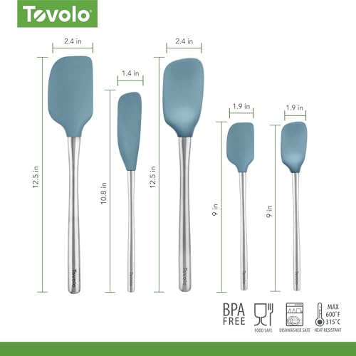 Tovolo Flex-Core Silikon-Spatel, 5er-Set, Edelstahlgriffe, blauer Schiefer – Ansicht 6
