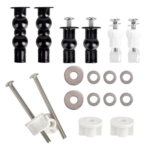 Universal Stainless Steel Toilet Seat Hinge Bolt Screws 18 Pack Replacement Set with Expanding Rubber Nuts and Washers