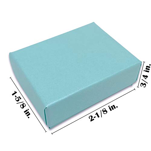TheDisplayGuys 100-Pack #11 Cotton Filled Cardboard Paper Jewelry Box Gift Case - Pearl Teal (2 1/8\" x 1 3/4\" x 3/4\")