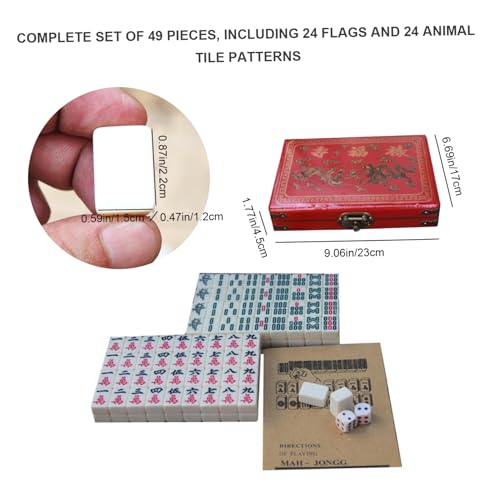 Juego de Mahjong con fichas y caja de almacenamiento miniatura 2
