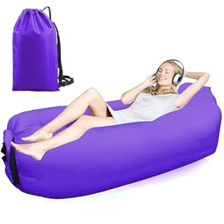 FainFun Pouf gonflable, canapé gonflable, canapé de plage gonflable, avec le paquet portable (violet profond, M)