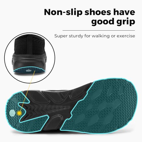 Fitville Extra Wide Buty Do Biegania Męskie Buty Do Biegania Amortyzowane Buty Sportowe Lekkie, Oddychające Trampki Tenisówki Fitness Buty Do Chodzenia V2 Czarny 43 EU Szerokie
