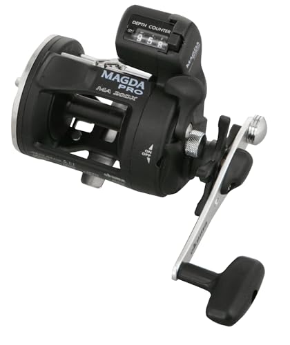 Okuma Magda Pro Line Counter Levelwind Trolling Reel, Small, Black/Silver, MA-20DX
