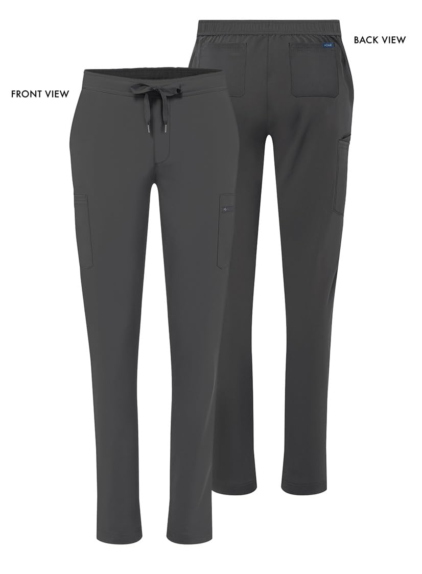 Adar Addition Scrubs for Women - Skinny Leg Cargo Drawstring Scrub Pants