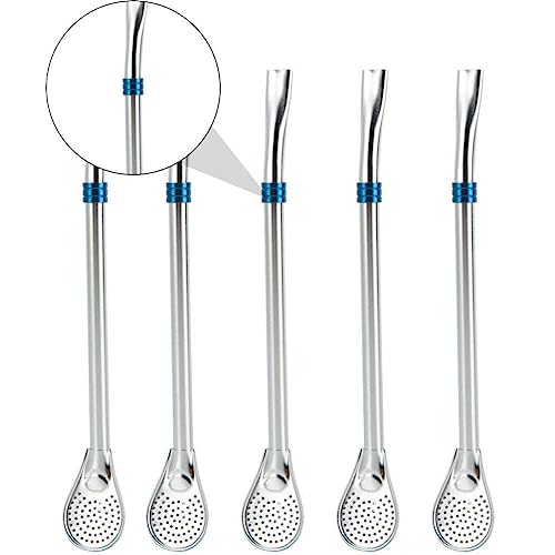 BESTonZON 5piezas Cuchara De Paja De Acero Inoxidable Para Cucharas De Acero Inoxidable Palitos Para Para Café y Leche Utensilios De Cocina Reutilizables