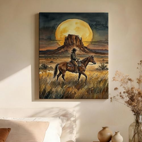 Tableau marron et jaune de style cowboy du désert - 5