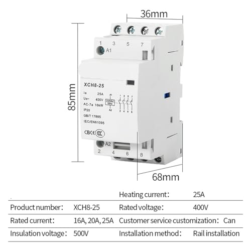 Contacteur modulaire 20A 220V 230V sur rail DIN pour tableau