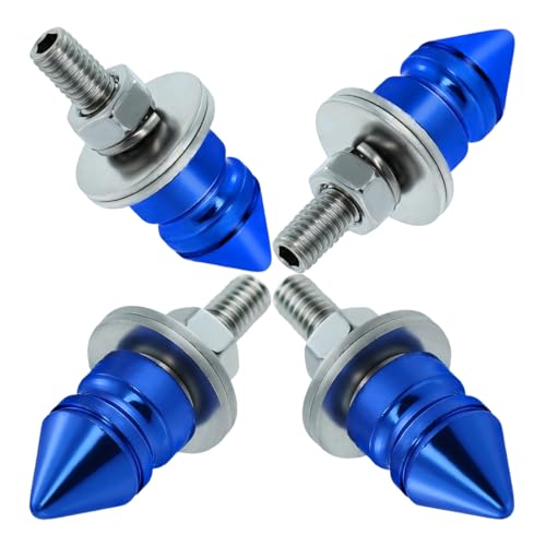 Meibaolin Spike License Plate Bolt Kit Aluminum Alloy Decorative Motorcycle License Plate Screw Frame Fasteners Fit Most Cars Truck Modified Vehicle Accessories 4 Pcs (Blue)