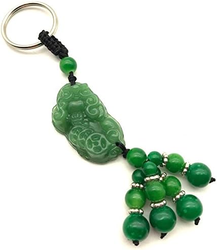 Sunshier Pretty Great Keychains Jade Key Chain Ring Keyring Bag Pendant Stone Ornament Gift(Green)