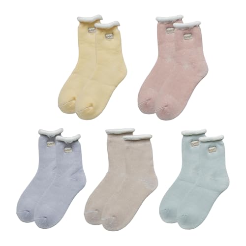 5 Pares De Calcetines Cálidos, Calcetines De Invierno Para Mujer, Calcetines De Punto De Felpa, Calcetines Suaves Para Pantorrilla, Calcetines De Suelo