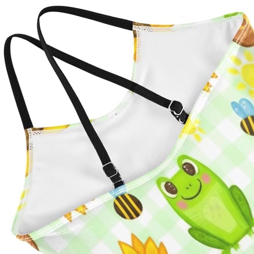 Cute Cartoon Frogs Swimwear Kids Girls, Summer Beach Bathing Suit, 3-104