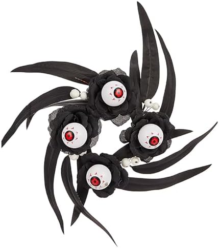 Halloween Wreaths for Front Door, 16 Inch Scary Pumpkin Skeleton Black Branch Ghost Eyes Halloween Decorations,Artificial Halloween Door Wreath for Window Home Farmhouse Party Indoor