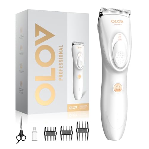 OLOV PROFESSIONAL Hair Clippers for Men, Cordless Hair Clipper Kit, Adjustable 4 Length Setting, 2-Speed Settings, Replaceable Ceramic Blade Heads, Rechargeable Hair Clippers for Family (White)