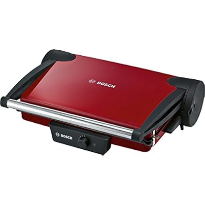 BOSCH TFB4402V Kontaktgrill (1800 W, 3 Grillpositionen, stufenlos regulierbarer Thermostat), rot / anthrazit