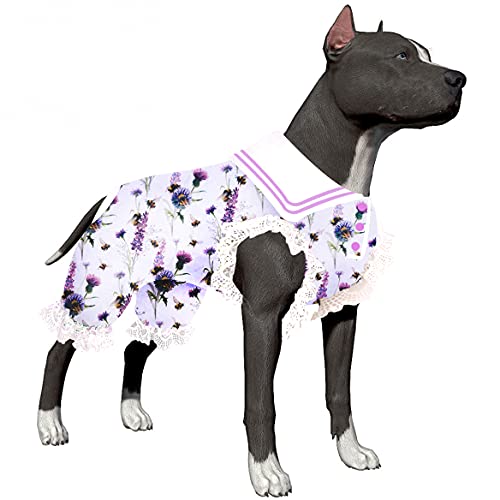LovinPet Dogs Clothes, Wound Care, Lapel Dog T-Shirts for Large Dog, Lightweight Stretchy Fabric, Cuddle Bee Garden Amethyst Prints Large Dog Pjs for Dogs Pitbull Clothes XL LovinPet Dogs Clothes, Wound Care, Lapel Dog T-Shirts for Large Dog, Lightweight Stretchy Fabric, Cuddle Bee Garden Amethyst Prints Large Dog Pjs for Dogs Pitbull Clothes XL