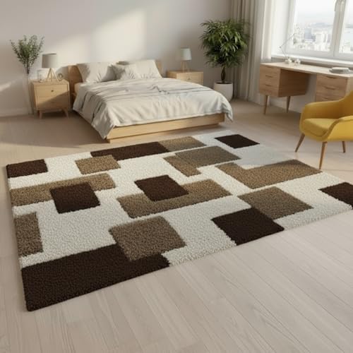 Image of Carpet for Hallway, Kitchen, and Modern Interiors, Cozy Shag Runner for Living Room, Entryway & Office Decor Size 6x9 feet Beige Multi