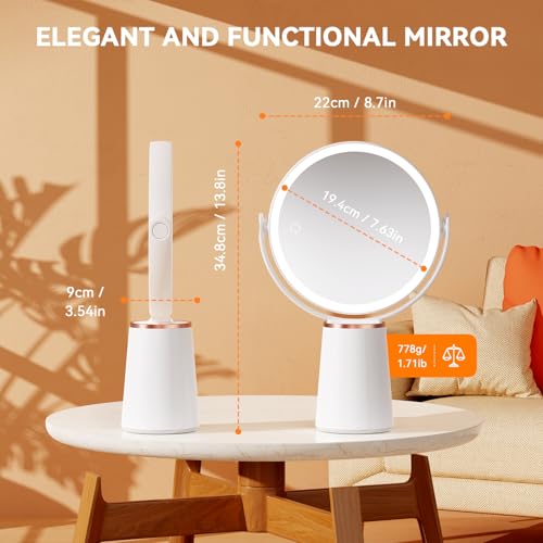 Auxmir 30X Magnifying Mirror with Light, Rechargeable 30X/1X Double-sided Makeup Mirror with 3 Color Lights, Stepless Dimmable Standing Mirrors with Tweezer, 360° Rotating Vanity Mirrors for Bedroom - Cosy Home Interiors Auxmir 30X Magnifying Mirror with Light, Rechargeable 30X/1X Double-sided Makeup Mirror with 3 Color Lights, Stepless Dimmable Standing Mirrors with Tweezer, 360° Rotating Vanity Mirrors for Bedroom - Image 9