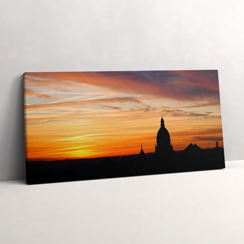 Image sur toile bâtiment au coucher du soleil Wallfluent décoration murale peinte 120x60
