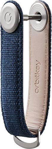 OrbitKey Canvas Key Organizer | Made with Woven Canvas, Stainless Steel Locking Mechanism, Slim & Quiet Profile | Holds up to 7 Keys, Navy