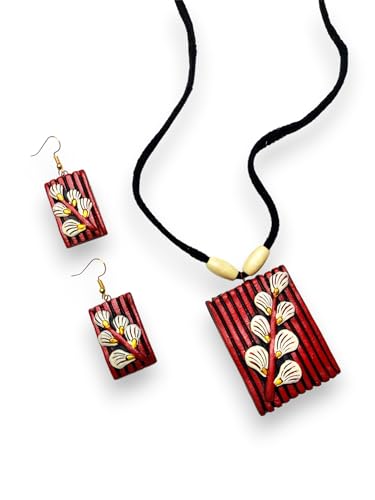 Terracotta Floral Necklace and Earring Set for Women, Handcrafted Living Tree Design, (BROWN) (B0D28ZWHW6) Amazon Price History, Amazon Price Tracker