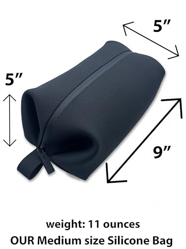 Q-RUN Toiletry Dopp Kit - Silicone Toiletry Kit Organizer, Bathroom Travel Kit For men- Silicone Toiletry Bag, Leak Resistance, Easy to Clean (Black, Medium 9 x 5 x 5 inches)2