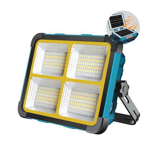 Eraylife Faro LED Ricaricabile 150W, Faretto LED Ricaricabile Portatile con Doppio Pannello Solare, Faretto a Batteria 12000mAh/5 Modalità/288 LEDs/IP66 per Campeggio, Lavoro, Emergenza