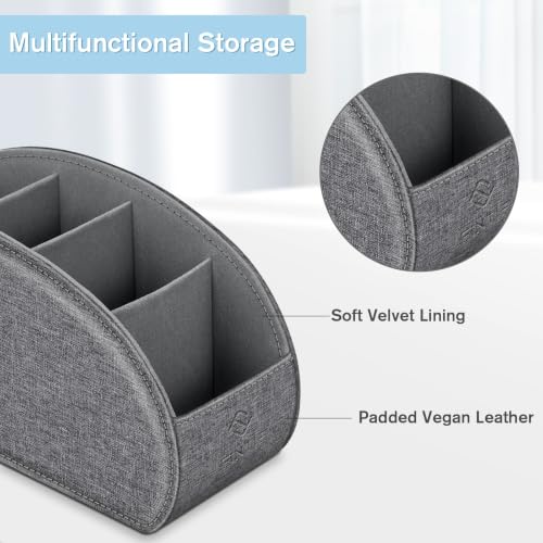 Image of FINTIE Remote Control Holder with 5 Compartments Vegan Leather
