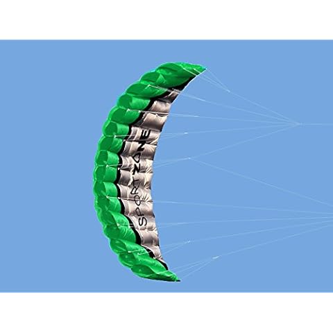 Kwasyo 2.5m Parafoil Kite Outdoor Sports Dual Line Stunt Parachute Beach Kites with Handle 30m Line (Green) Cover