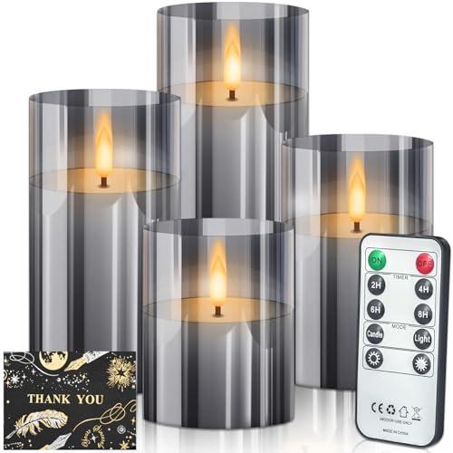 UCAMP 4 Piezas Velas Led Efecto Llama,Velas Eléctricas con Luz Parpadeante con Mando a Distancia,Velas Eléctricas Parpadeantes para Bodas,Fiestas,Vacaciones,Decoración Del Hogar Al Aire Libre
