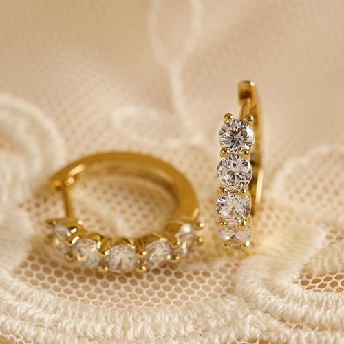 Moissanite Hoop Earrings Huggie Hoops Earrings for Women, 2ct D Color VVS1 18K White Gold Plated S925 Hypoallergenic, Wedding Earrings Jewelry for Gifts4