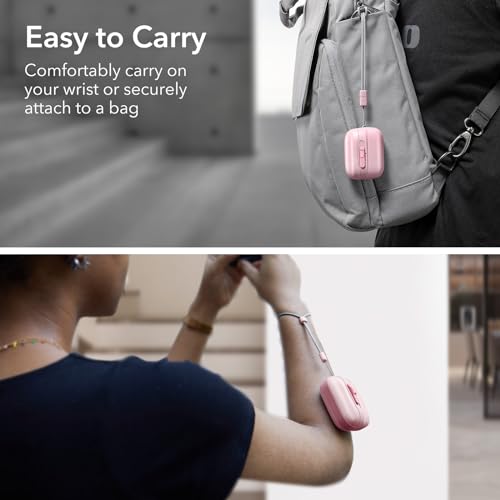 Image of ESR for AirPods Pro 2 Case (2023 /2022 /2019, 2nd /1st Gen), Compatible with Airpods Pro 2 (USB-C /Lightning Cable), MagSafe Ready, Magnetic Lid Lock, Full Drop Protection Cover with Lanyard, Pink