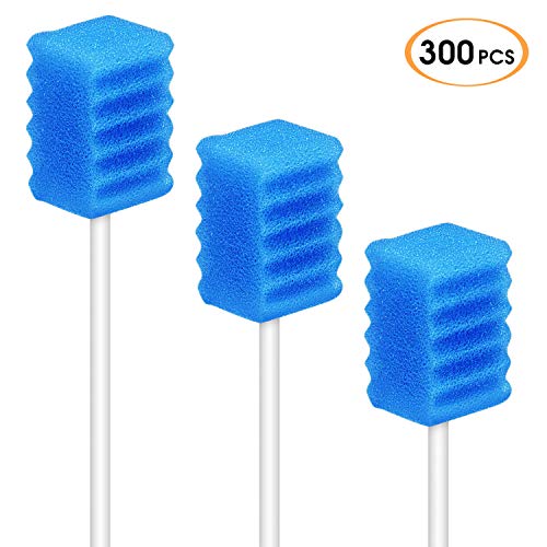 300 Pcs Oral Swabs-Unflavored & Sterile Disposable Dental Swabsticks For Mouth Cleaning- Individually Wrapped (Dental Blue) #TOP4