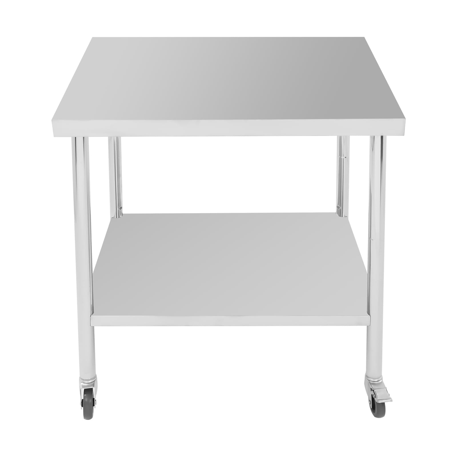 Mesa de cocina de acero inoxidable, mesa de cocina, mesa de trabajo de acero inoxidable, mesa de trabajo con cuatro ruedas de 76 x 60 x 85 cm para cocinas hoteles y otras aplicaciones