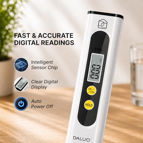 Image of DALUCI TDS Meter for Water Testing | Digital Water Tester PPM Meter | Total Dissolved Solids TDS Meter for Drinking Water, RO, Aquarium & Borewell | Accurate Water Quality Tester - White