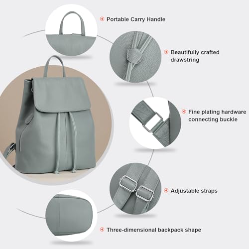 Image of BOYATU Women's Full-Grain Leather Backpack Purse, Minimal Structured Design, Work Commuter & City Travel, Compact Everyday Essentials