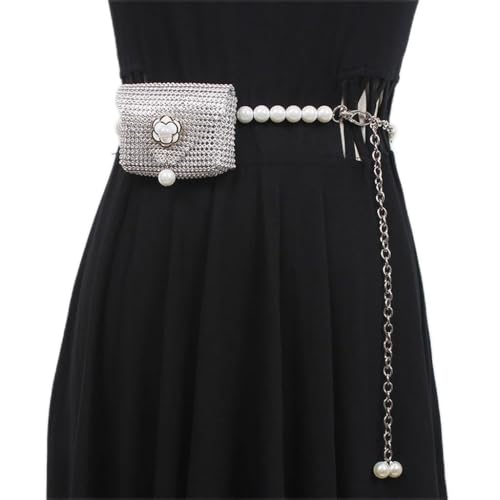Belt Women's embellished dress with skirt Pearl waist chain accessory Fanny pack Rhinestone mini bag