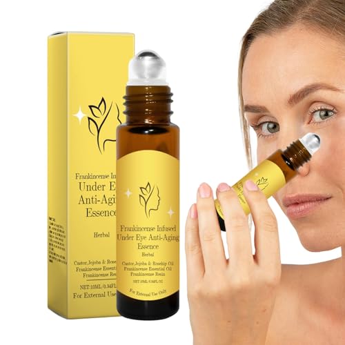 Frankincense - 3 botes de 10 ml de aceite para los ojos, esencia reafirmante para la piel de los ojos, esencia hidratante para la piel seca de los ojos, bolígrafo enriquecido Frankincense para los