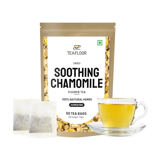 Image of Teafloor - Chamomile Flower Tea bags || 40 Tea Bags /72gram (pack of 1) || FARM PACKED for Freshness || Pure Whole Flower Buds of Chamomile | Caffeine Free Herbal Tea - Better sleep