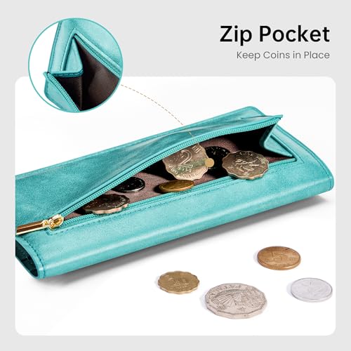 Ultra Slim Thin Wallet for Women RFID Blocking Womens Wallet Credit Card Holder Bifold Ladies Wallet with Zip Pocket4