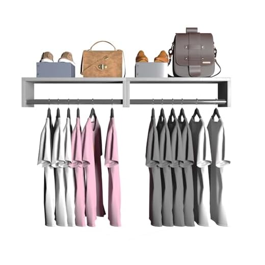 ARTMOVELAR - Cabideiro com Tampo e Lateral de Ferro - Kit com 1 Tampo e 1 Tubo para Cabideiro de Parede - Cabide em Madeira MDF, Organizadores de Roupas para Parede e Guarda-Roupas - Branco, 60x25x12