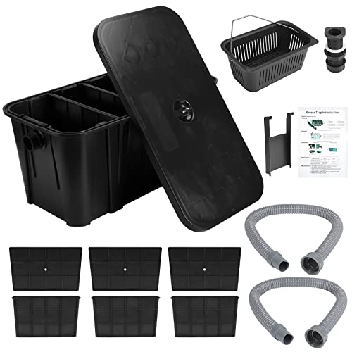 Ironwalls 25Lb Grease Traps For Restaurant Under Sink, Commercial Grease Interceptor With Side Inlet, Plastic Grease Trap 13 Gallon Per Minute For Home Kitchen, Factory, Coffee Shop #TOP18