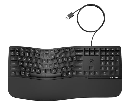 HP 480 Comfort Tastatur kabelgebunden – QWERTZ Deutsches Layout, ergonomisch, Handballenauflage, 23 programmierbare Tasten, USB-A, kompatibel mit Windows/macOS/ChromeOS, Copilot-Taste, Schwarz HP 480 Comfort Tastatur kabelgebunden – QWERTZ Deutsches Layout, ergonomisch, Handballenauflage, 23 programmierbare Tasten, USB-A, kompatibel mit Windows/macOS/ChromeOS, Copilot-Taste, Schwarz
