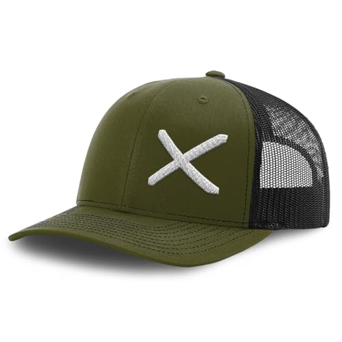 Richardson Mesh Cap Hat Embroidered Scotland Flag Cross Alba Scottish Edinburgh Trucker Hats for Men & Women Loden Black Design Only