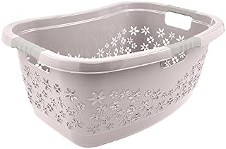 keeeper Ergonomic Laundry Basket, Air Permeable Design, Non-Slip Soft Handles, 50 Litre, Lasse, Grey